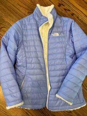 The North Face Light Periwinkle Quilted Reversible Sherpa Jacket